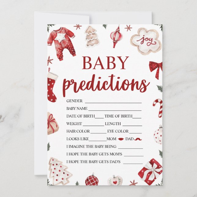 Convite Jogo de Previsão de Bebê para Chá de Bebê de Natal (Frente)