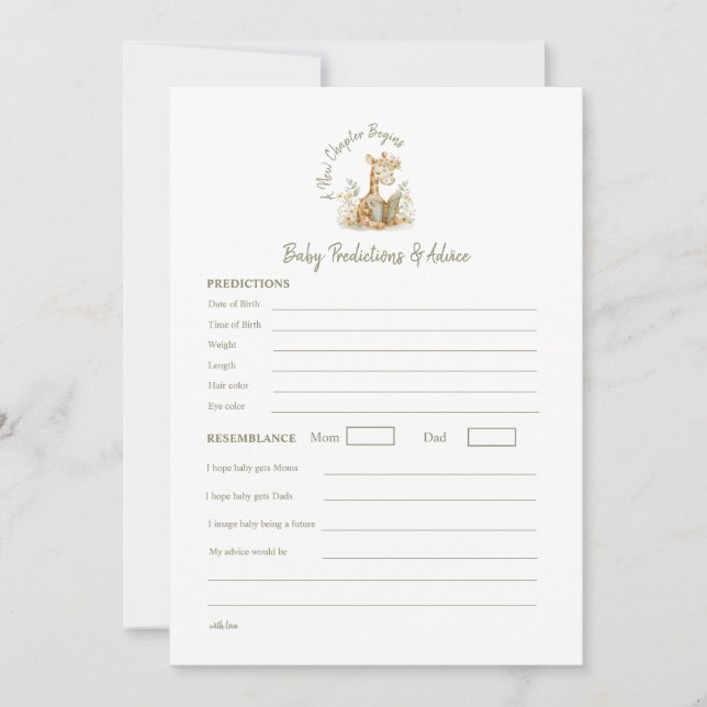 Convite Jogo de Previsão de Bebês Começa Um Novo Capítulo (Frente)