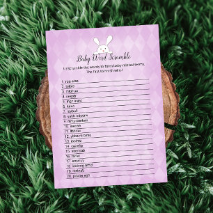 Convite Jogo de Quebra-Palavras de Argyle Roxo Branco