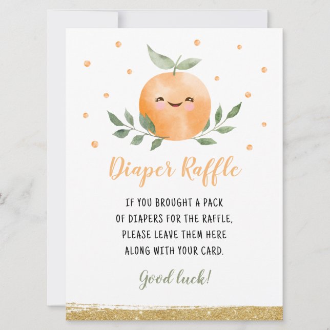 Convite Jogo de Raffle com Fralda Laranja Pequena (Frente)