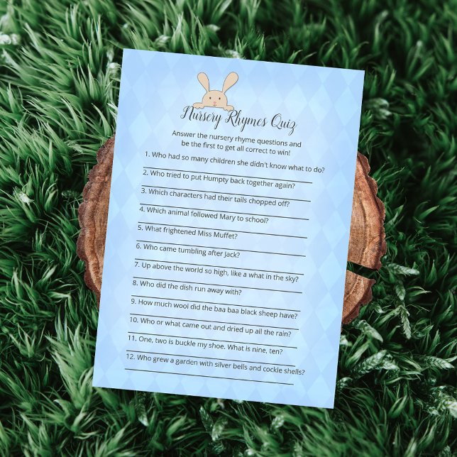 Convite Jogo de Rímes de Nursery Rhymes de Tan Bunny Blue  (Criador carregado)