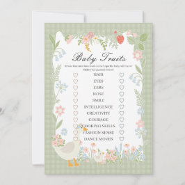 Convite Jogo de Traços de Bebê Gingham Floral Gingham, Bob