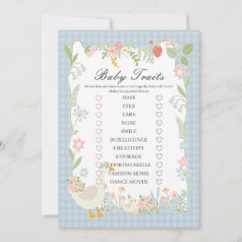 Convite Jogo de Traços de Bebê Gingham Floral Gingham Bobo