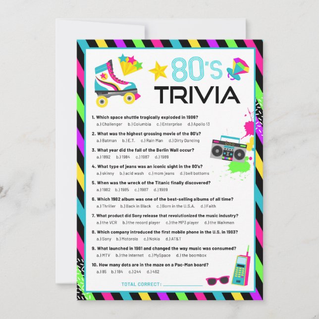 Convite Jogo de Trivia da Década de 80 (Frente)