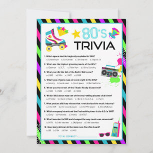Convite Jogo de Trivia da Década de 80