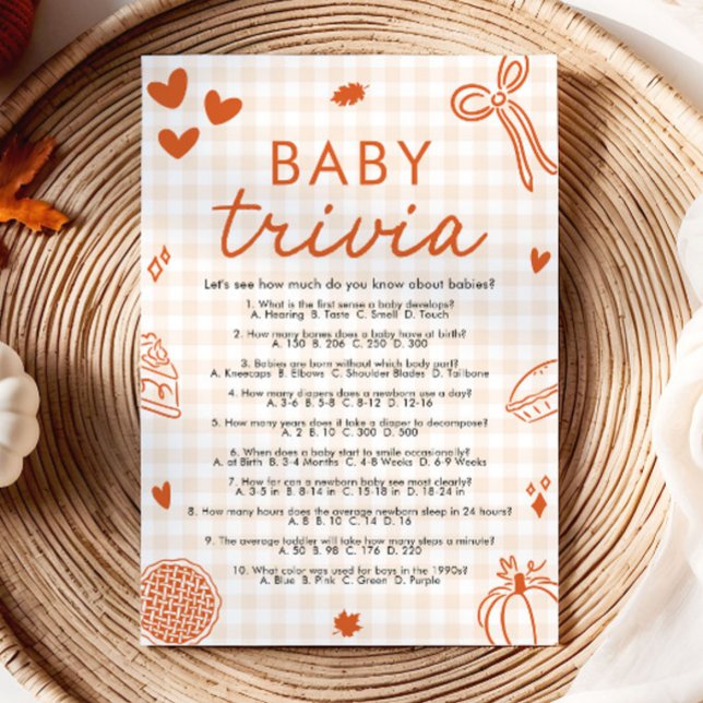 Convite Jogo de Trivia de Bebê de Chuvas de Outono Desenha (Fall Hand Drawn Baby Shower Baby Trivia Game)