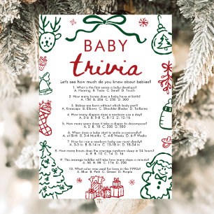 Convite Jogo de Trivia de Bebê para Chás de Bebê no Natal