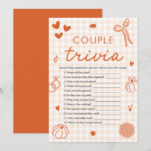 Convite Jogo de Trivia de Casal de Arco de Outono Laranja 