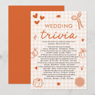 Convite Jogo de Trivia de Casamento de Outono Laranja para