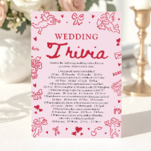 Convite Jogo de Trivia de Casamento Desenhado à Mão Rosa p