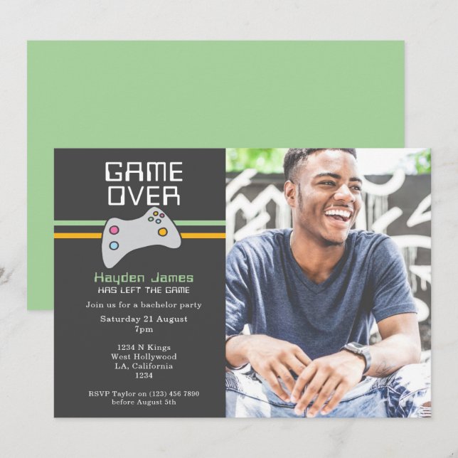 Convite Jogo de Vídeo por Batchelor (Frente/Verso)