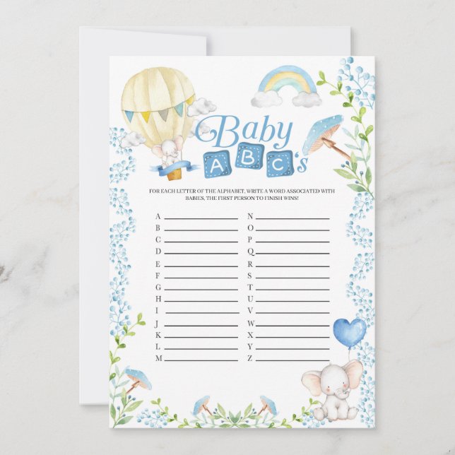 Convite Jogo do Balão de Ar Quente Elefante - Chá de frald (Frente)