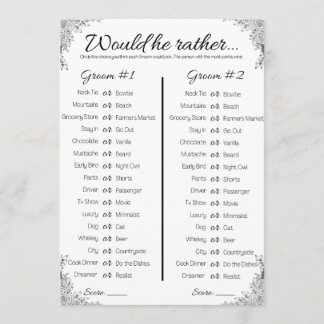 Convite Jogo Do Chá de casamento gay, Ele Quer Preferencia