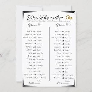 Convite Jogo Do Chá de casamento gay, Ele Quer Preferencia