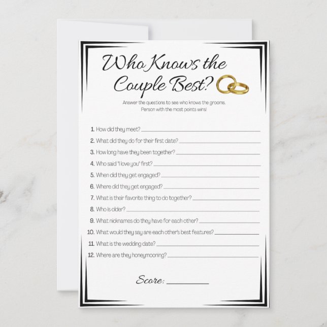 Convite Jogo do Chá de casamento gay, que conhece o Casal (Frente)