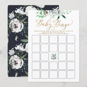 Convite Jogo do Chá de fraldas Bingo Floral Gouache Bonit
