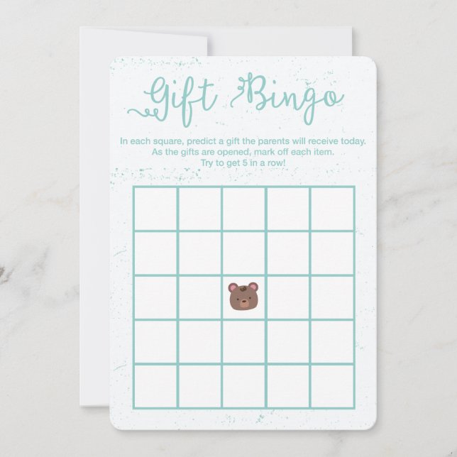 Convite Jogo do Chá de fraldas Blue Boy Bingo, Ursinho doc (Frente)