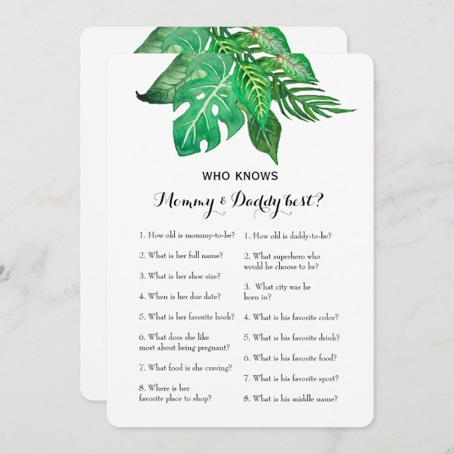 Convite Jogo do Chá de fraldas do lado duplo 2 - Conselhos (Frente/Verso)