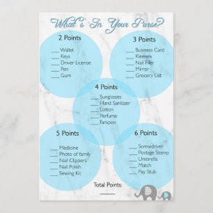 Convite Jogo do Chá de fraldas "O que tem na bolsa?"