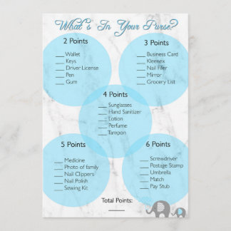 Convite Jogo do chá de fraldas "O que tem na sua bolsa?"