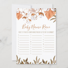 Convite Jogo do Chá de fraldas Race do Nome do Bebê do Alg