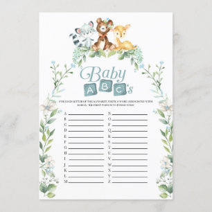 Convite Jogo do Chá de fraldas Woodland Baby ABC