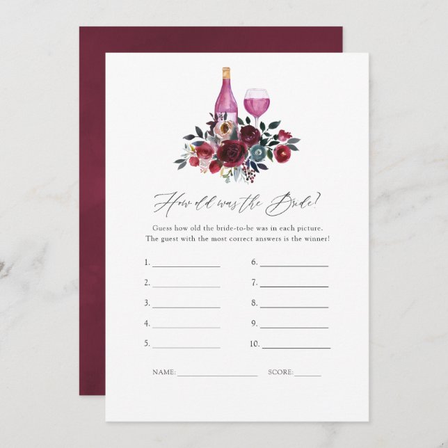 Convite Jogo do Chá de panela de Provando de vinho e vinho (Frente/Verso)