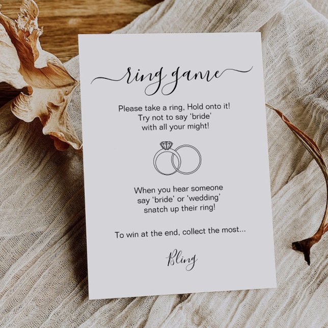 Convite Jogo do Chá de panela do Anel Imprimível (Ring Game Bridal Shower Printable Ring Hunt Game Invitation)