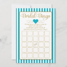 Jogo do Chá de panela Dourado Bridal Bingo Turquoi