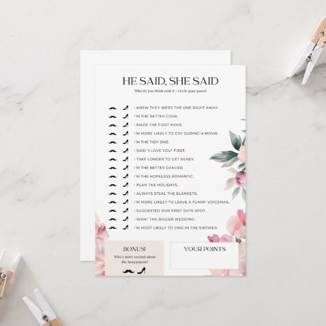 Convite Jogo Do chá de panela Ele Disse Que Ela Disse Que  (Frente/Verso In Situ)