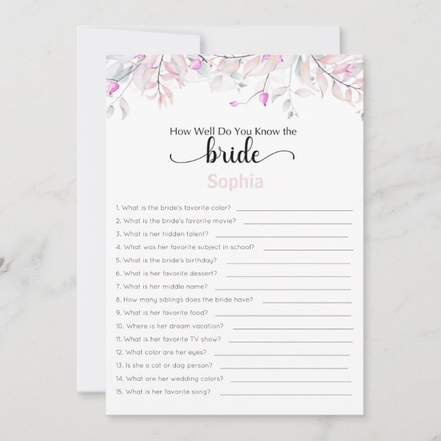 Convite Jogo Do chá de panela Você Conhece Bem A Noiva (Frente)