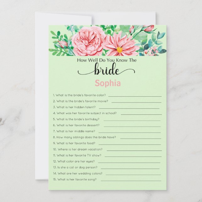 Convite Jogo Do chá de panela Você Conhece Bem A Noiva (Frente)