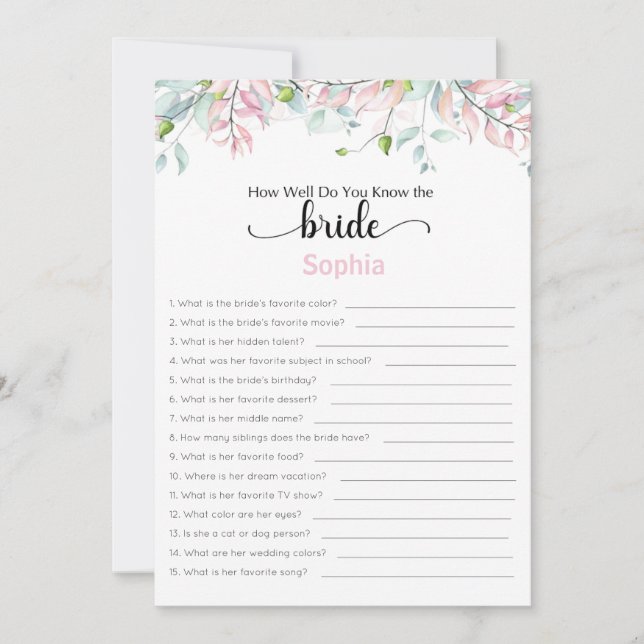 Convite Jogo Do chá de panela Você Conhece Bem A Noiva (Frente)