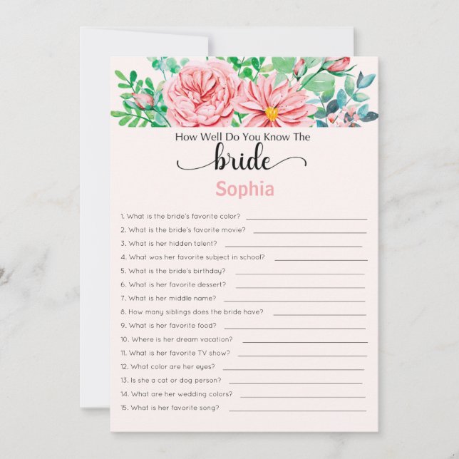 Convite Jogo Do chá de panela Você Conhece Bem A Noiva (Frente)