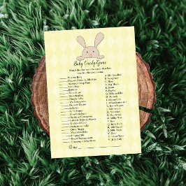 Convite Jogo do Chá do Bebê Amarelo do Coelho Tan