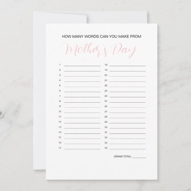 Convite Jogo do Dia de as mães Word Maker (Frente)
