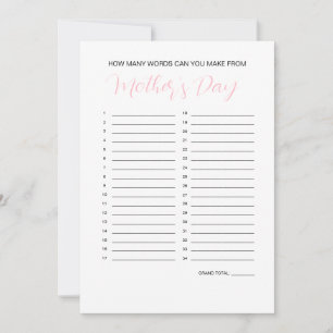 Convite Jogo do Dia de as mães Word Maker