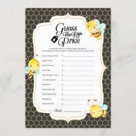 Convite Jogo do preço do Chá de fraldas de abelhas