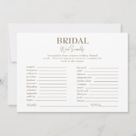 Convite Jogo do Word Scramble do Chá de panela Dourado e b