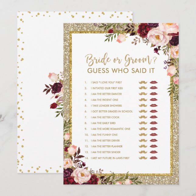 Convite Jogo Dourado do chá de panela do brilho da noiva (Frente/Verso)