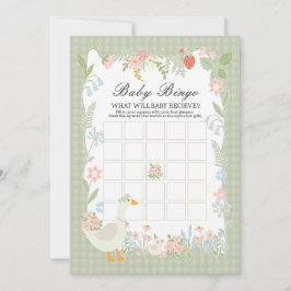 Convite Jogo Floral Gingham Baby Bingo, Bobo Verde