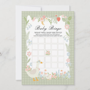 Convite Jogo Floral Gingham Baby Bingo, Bobo Verde