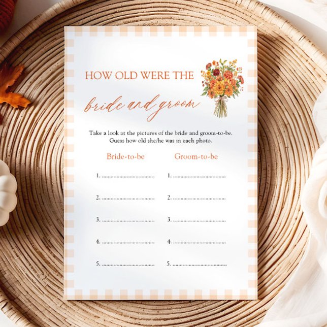 Convite Jogo Laranja de Outono - Qual era a Idade dos Noiv (Fall Orange How Old Were The Bride & Groom Game)