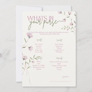 Convite Jogo Minimal Floral O que está na sua Bolsa