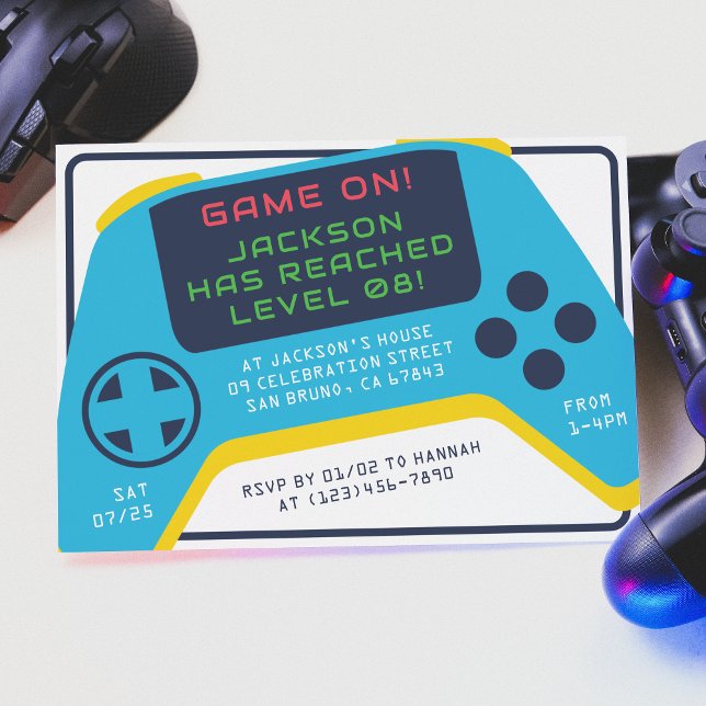 Convite Jogo no & nível para cima | Festa de aniversário d (Criador carregado)