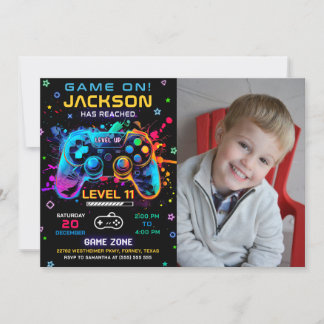 Convite Jogo no Nível Superior Vídeo Jogo Aniversário Foto