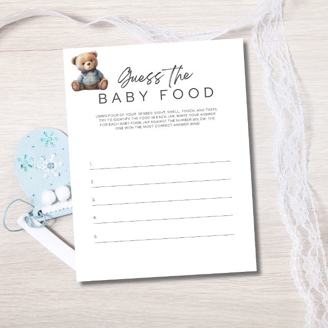 Convite Jogo para Chá de Bebê Menino - Adivinhe a Comida d (Baby Shower Game for Baby Boy Shower. Guess The Baby Food Game)