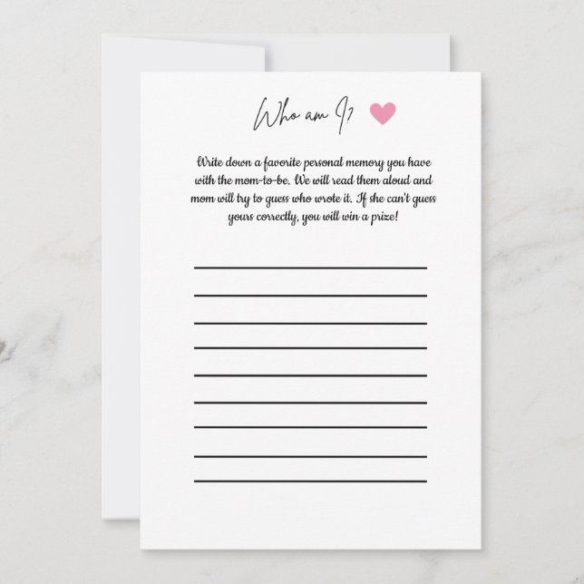 Convite Jogo para Chá de Bebê - Quem Sou Eu? (Frente)