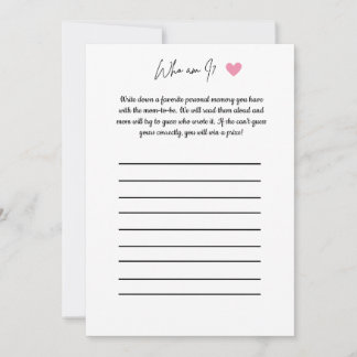 Convite Jogo para Chá de Bebê - Quem Sou Eu?