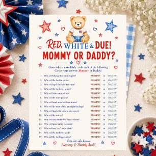 Convite Jogo Quem é o Papai ou a Mamãe? Vermelho Branco e